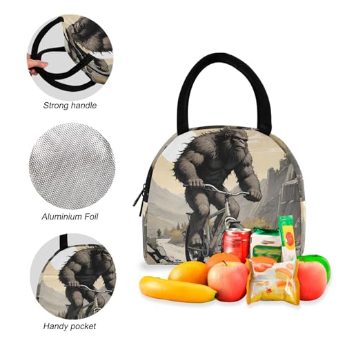 Backpack Lunch Box Set Large Capacity Travel Backpacks and Insulated Lunch Bag for Commute Hiking Picnic Gorilla Bike Print4