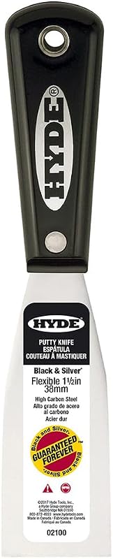 Hyde 02100 - Espátula de acero al carbono, color negro y plateado, 1 unidad