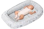 Medi Partners Baby Nest Pod for Newborn Babynest Sleep Bed - 100x60x15 Lounger Essentials 0-12 Months sleeping bilateral Cocoon 100% Cotton (Light with Grey Plush)
