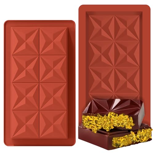 Chocolate Bar Mold - 2 Pack Chocolate Molds Deep Dubai Chocolate Bar Mold Deep Silicone Candy Bar...
