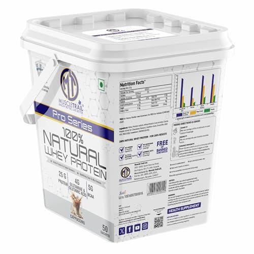 Image of MuscleTrail Pro Series Whey Protein, 50 Pouches, 25g Protein, Isolate Source, Low Carb, 4g Glutamine & Glutamic Acid, 5g BCAA (60 Serving, Strawberry)