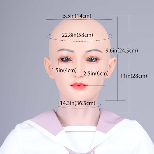 TEYVIYI Silicone Female Mask with Makeup Realistic Full Head Face Mask for Crossdresser Cosplay Halloween