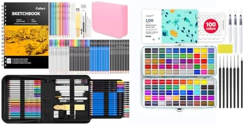 Caliart 176PCS Art Supplies Sketching Kit 100 Colors Watercolor Paint Set