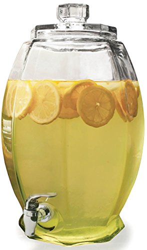 Circleware Cranston Beverage Dispenser with Glass Lid, Sun Tea Jar with Spigot Entertainment Kitchen Glassware Water Pitcher for Juice, Wine, Kombucha and Cold Drinks, 1 Count (Pack of 1), Clear