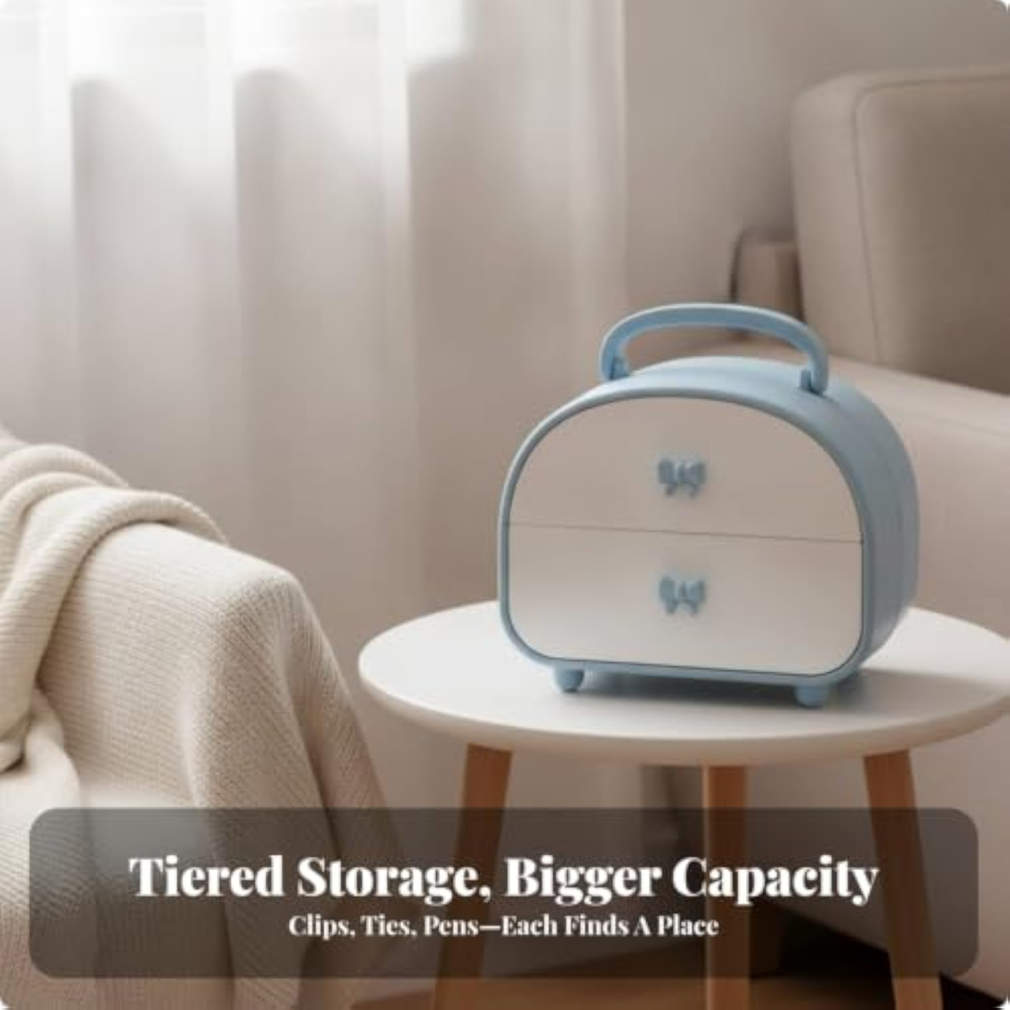 2-Drawer Hair Accessory Organizer, Handbag-Shaped Storage Case