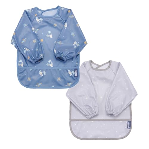 Image of BIBaDO Mess Proof Baby Bib, 2 Pack Long Sleeve Bib, 6 month - 3 Years, Waterproof Bibs for Toddlers, Baby Feeding Gift Sets