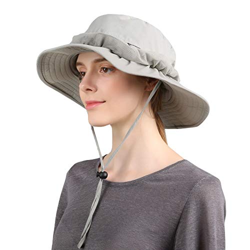 Flammi Upf 50+ Fishing Hat W/Head Net Sun Protection Safari Boonie Hat Cap Outdoor For Men/Women (Light Grey) #TOP1