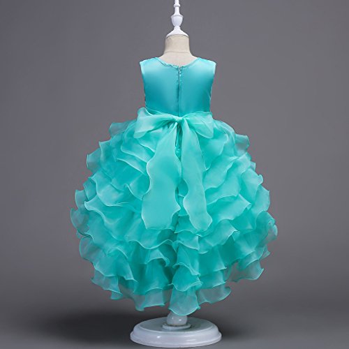 VERNASSA Girl Dress Kids Ruffles Lace Party Wedding Dresses Girl Birthday Party Turquoise