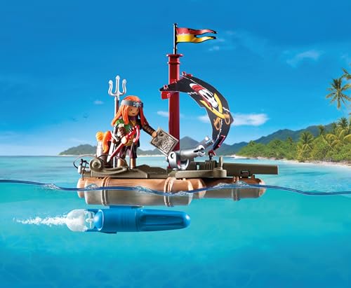 Playmobil | Pirates | Récupération de trésor sur Radeau Pirate | Jouet de Pirates | Figurine de Pirate | Jouet pour Enfants dès 4 Ans | 71794