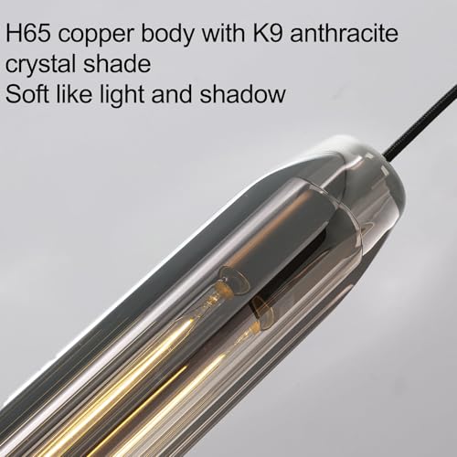 Image of Pendant Lights Kitchen Island Pendant Lights Pendant Light fixtures Kitchen Pendant Light pendent Light 15 inch Smoke Gray Crystal lampshade Island Pendant Lights for Kitchen