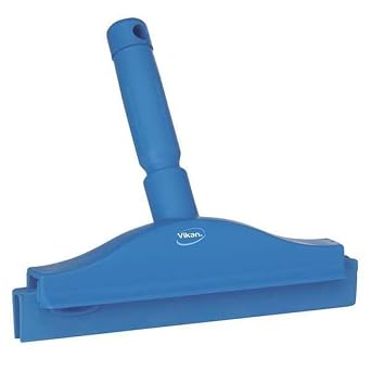 Vikan 77113 Rubber Polypropylene Frame Bench Double Blade Squeegee, 10", Blue