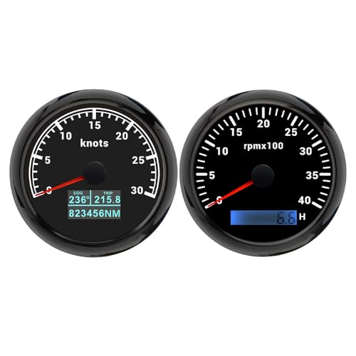 Compteur de vitesse GPS marine 0-30 nœuds odomètre de 85 mm rétroéclairé yacht