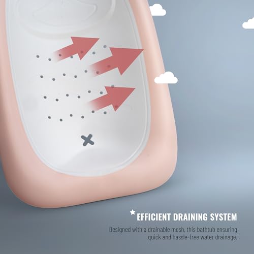 Image of Baybee Frozy Bath Tub Seat for Babies | Portable Bather with Anti-Slip Edges & Suction Cup | Hanging Shower Seat | New Born Bathtub for 0 to 12 Months (Pink)