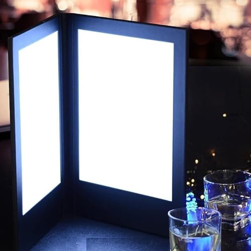 Couverture de menu LED rechargeable A5 en cuir PU avec 4 faces pour restaurant - 5