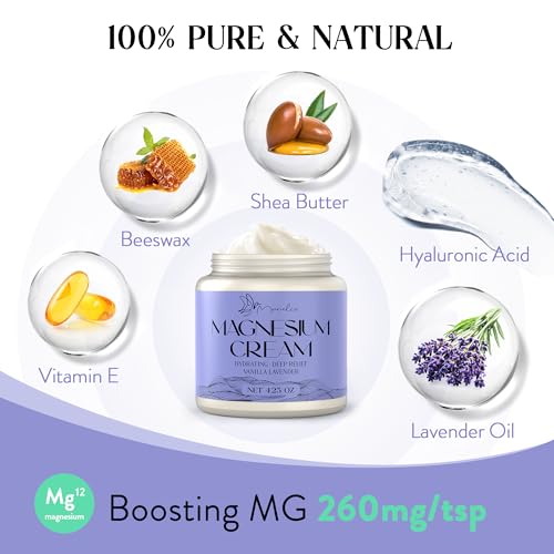 Manelix Magnesium Cream for Sleep - Topical Magnesium for Women, Muscle Relaxation, Calm, Moisturizing with Coconut Oil, Shea Butter & Hyaluronic Acid, 4.23 OZ, Safe for Kids (4.23 Ounce, Lavender) — view 5