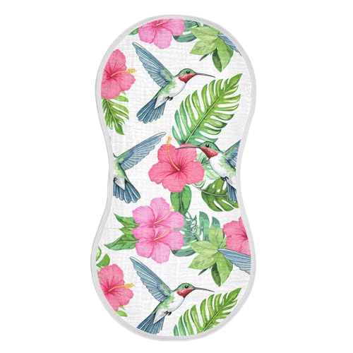 xigua Colorful Hummingbirds Muslin Baby Burp Cloths Set of 2, Super Soft & Absorbent Burping Rags, Cotton Burp Clothes Shower Gift for Newborn, Baby Girls and Boys