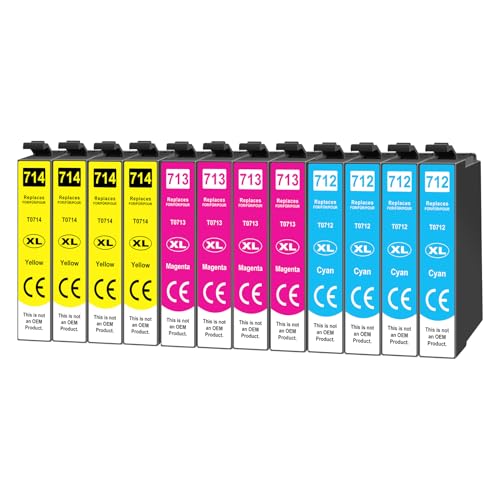 Yowell 12x T0715 Cartouches d'encre compatibles avec Epson T0712 T0713 T0714 pour Stylus BX300F SX610FW SX600FW SX510W SX400 SX410 SX415 SX100 SX200 SX210...