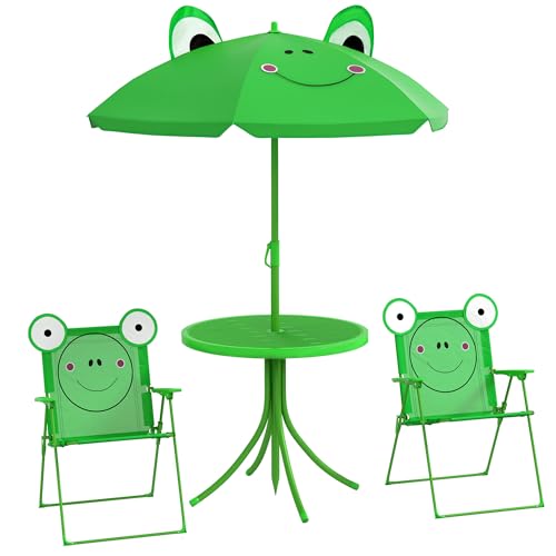 Folding Table and Chair Set for Garden, Backyard, Green