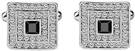 Mancornas de Cristal Cuadrado para Hombre, Plata, Geométricas, Boda