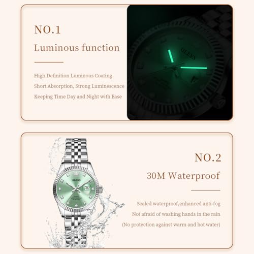 Image of OLEVS Watches for Women Luxury Elegant Stainless Steel Waterproof Luminous Diamond Women's Fashion Watch Ladies Watches for Small Wrists