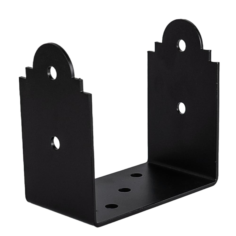 Heavy Duty Ornamental Black Bolt Down Pergola Post Support - Black Pergola Post Bracket - Ground Anchor - Fence Post Bracket (150mm - 6x6)