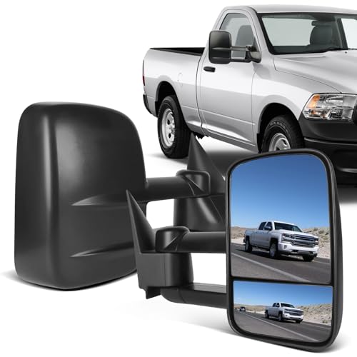 ECCPP Towing Mirror Fit 1999-2006 Chevy Silverado/GMC Sierra Pickup; 2007 Chevy Silverado Classic/ 2000-2006 Chevy Tahoe/Suburban/GMC Yukon XL with Extendable Manually Foldable - Textured Black