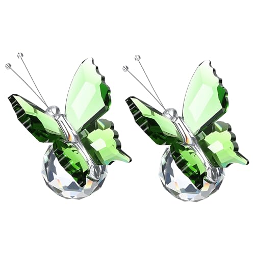Papillon en cristal PATIKIL cadeau idéal lot de 2 ornements verts de table et bureau