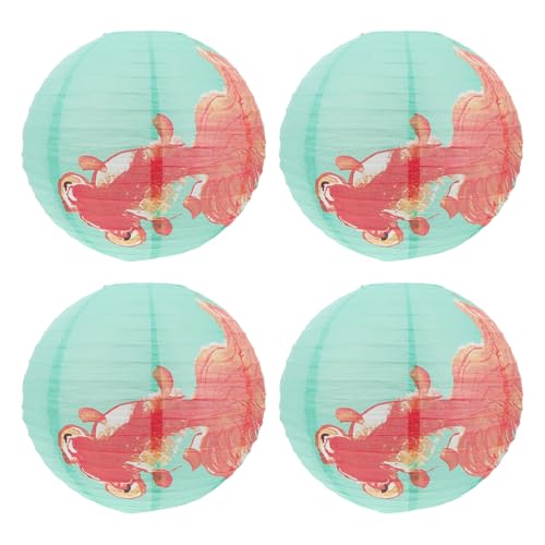 LOORGVEL 4piezas Linterna de Pez de Estilo Japonés Faroles de Papel Decorativos Colgantes Pantalla de Papel Redonda para Restaurantes Tiendas Festivales y Bodas