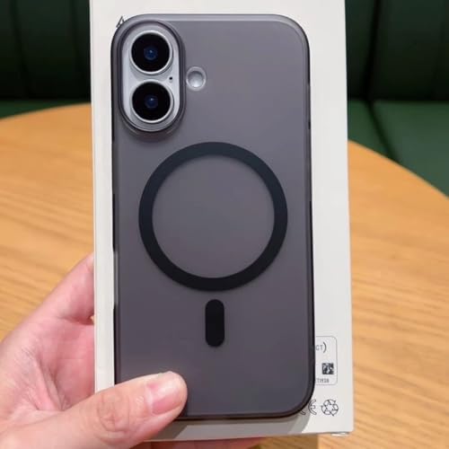 Coque rigide magnétique transparente antichoc noire pour iPhone 14