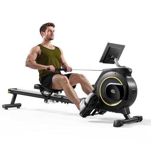 YPOO Leises Rudergerät für Zuhause Magnetisches Rudergerät mit 16 Stufen Widerstand & 160 kg Belastbarkeit, Rudermaschine mit komfortablem Sitz und Tablet-Halter