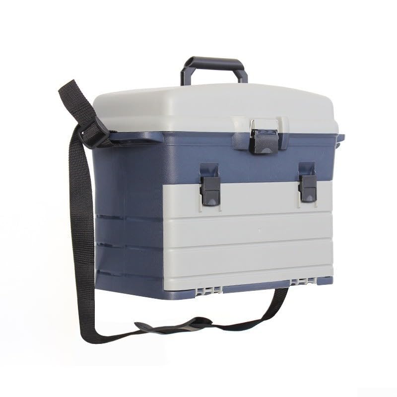 Scatola organizer per attrezzatura da pesca a tre livelli con coperchio trasparente e divisori modulari per separare esche, ami, leader e componenti rig