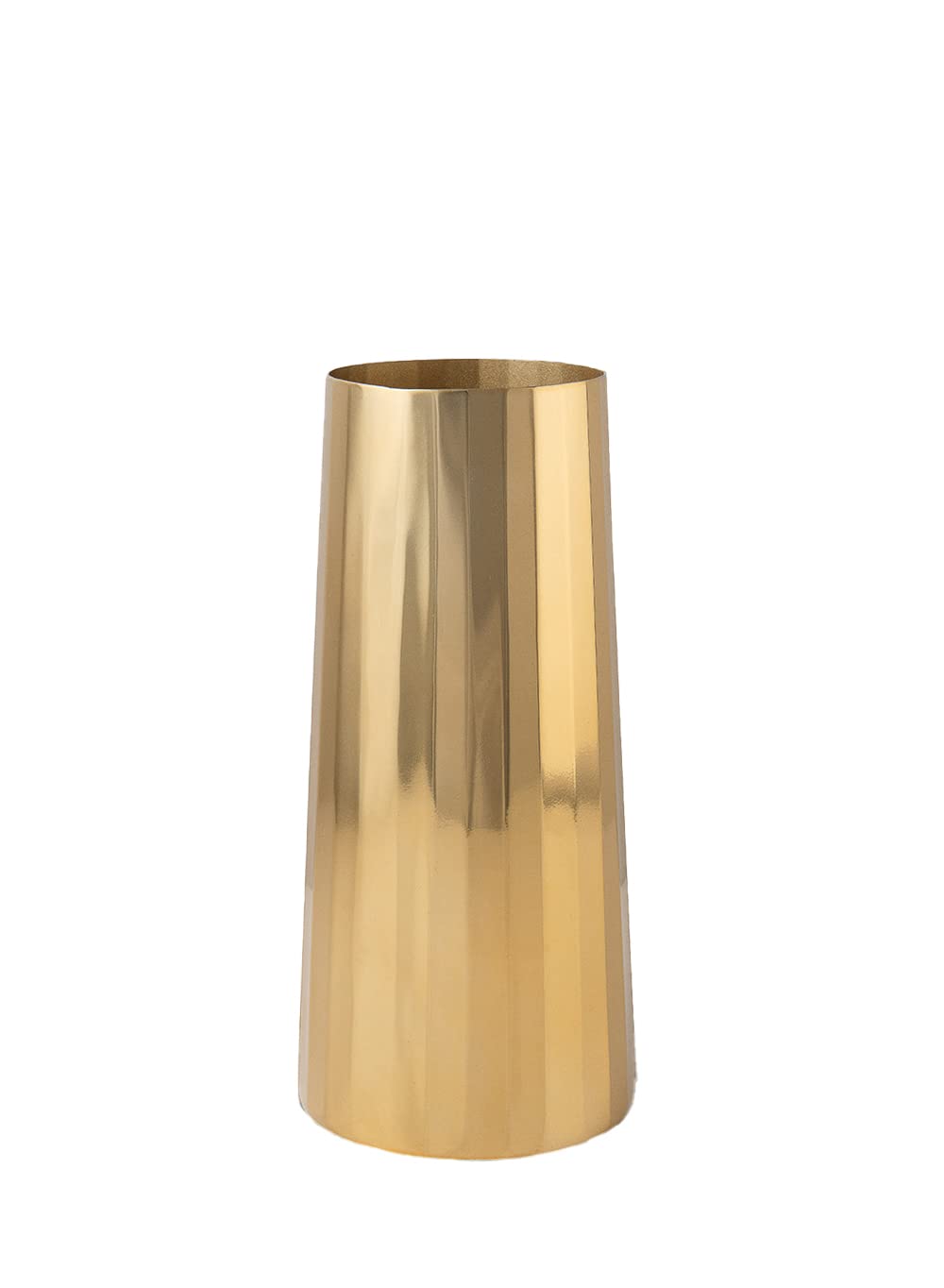 Serene Spaces Living - Jarrón de metal cilíndrico dorado pequeño, elegante florero para boda, aniversario, decoración del hogar, centro de mesa para mesa de centro, mesa de comedor, encimera, 2.25