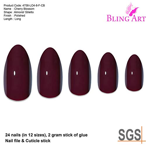 Unghie finte Bling Art Stiletto Rossa Marrone 24