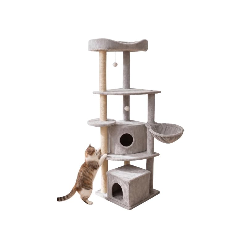 Tommy Çok Katlı Lüks Kedi 50x50x158 Evli Tırmalama Gri