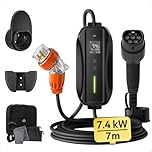 dé Type 2 EV Charger 7kW 32A 7M Portable 5PIN |1-Phase|500V| Adjustable Currentfor 6A-32A for Tesla BYD MG and All Type 2 Electric Car