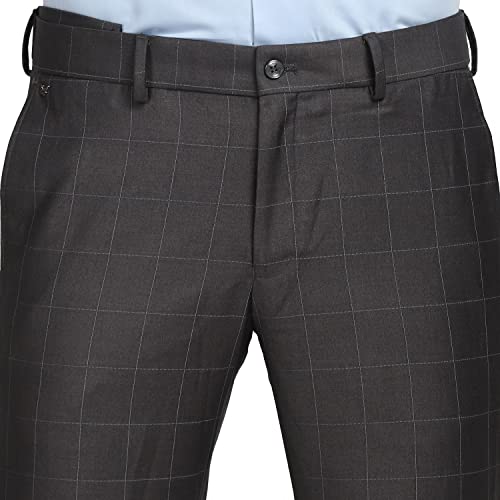 Image of blackberrys Checks Polyester Viscose Slim Fit Men's Work Wear Trousers