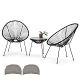 ECOTOUGE 5-Piece Kitchen Dining Set, Table and Chairs Set of 4, Dinette Set for 4, Small Farmhouse Dining Table with MDF Board, Metal Legs, Breakfast Nook Table Set for Home (Black 3-Piece)