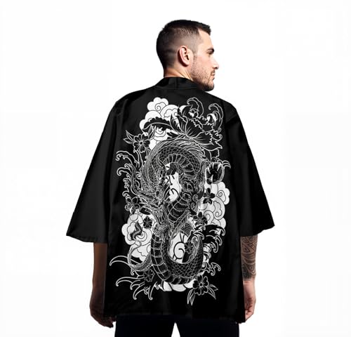 Image of Women's and Men Kimono Cardigan Japanese Long Sleeves Lightweight Open Front Coat Tops