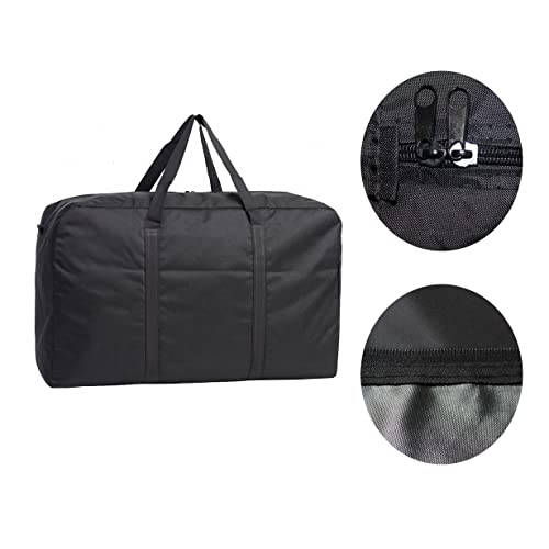 Black Large Storage Bags, Oxford Cloth 600D Waterproof Foldable Travel Duffle Bag With Reinforced Handles, Heavy Duty Moving Bags For Clothing, Blanket, Moving Supplies, Space Saving #TOP1