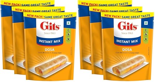 Image of Gits Instant Rice Dosa Breakfast Mix, Makes 20 per Pack, Pure Veg, South Indian Breakfast Mix, 1500g (Pack of 6, 500g Each)