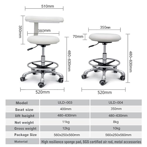 Medizinischer Hocker, 360° drehbar, höhenverstellbar, PU-Leder, Sattelhocker für Zahn- und Salongebrauch, komfortables Design für Profis