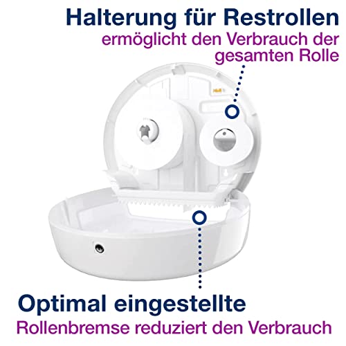 Tork 554000 Spender für Jumbo Toilettenpapier T1 / Tork Toilettenpapierspender mit extra hoher Kapazität in Weiß