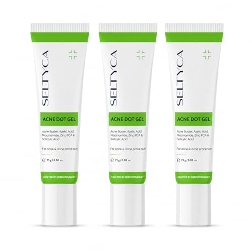 Image of Acne Dot Gel for Acne & Pimples Spot Treatment | Enriched with Acne Buster, 1% Salicylic Acid, Azelaic Acid & Niacinamide | Helps Reduce Active Breakouts, Redness, Acne Marks & Blemishes | 25g (Pack of 3)