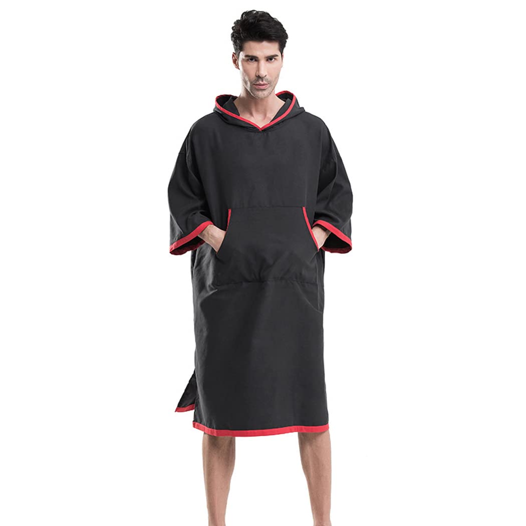 LANGWEI Accappatoio Asciugamano in Microfibra per Adulti Poncho Muta da Nuoto Leggera con Cappuccio ad Asciugatura Rapida per Il Surf, Il Nuoto, Gli Sport Acquatici