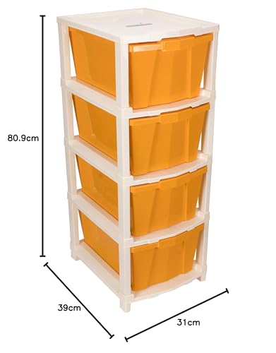 Image of Joyful Studio 4 XL Plastic Modular Drawer System, ORANGE Colour (31cmx39cmx80.9 cm)