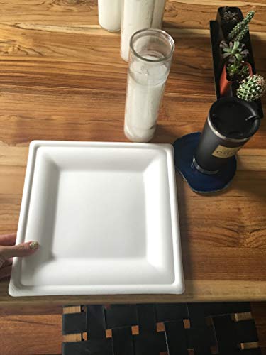 Susty Party 10-Inch Compostable Square Plates (50-Count), Sugarcane Heavy Duty Disposable Biodegradable Plate for Dinner, White - Thumbnail 3