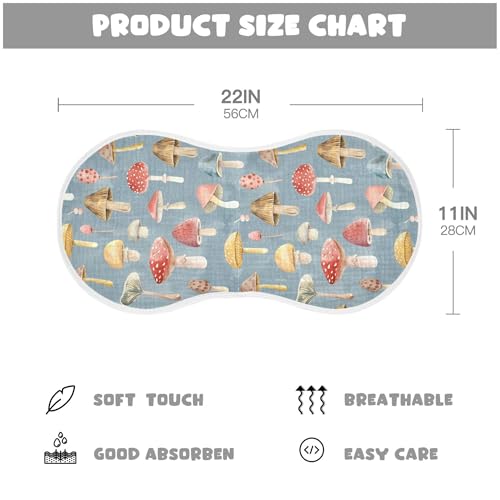 Image of Muslin Baby Burp Cloths Set of 4, Soft Absorbent Colorful Pastel Wild Mushrooms Muslin Washcloths, Bibs, Face Towel for Newborn Boys Girls, 22 x 11 Inch