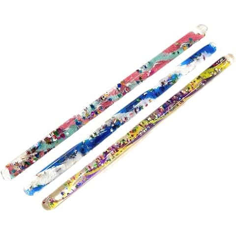 Star Magic Glitter Wand - Wand Tube Filled with Glitter Costume Accessory Princess Fairy Wizard Pretend Play- (3) Random Color Jumbo Size Wands Cover