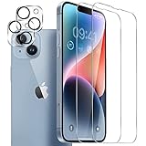 2 Stück Panzer Schutz Glas Folie für iPhone 14 Plus Schutzfolie und 2 Kameraschutz Schutzglas, 9H Härte Anti-Kratzen Anti-Öl HD Klar Displayschutzfolie Kompatibel mit iPhone 14 Plus Folie
