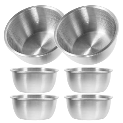 Hohopeti Juego de 6 Vasos para Salsa de Acero Inoxidable 304 Recipientes Pequeños para Condimentos de 50 Ml y 6 CM de Diámetro Adecuado para Cocina Restaurante y Servicio de Aderezos